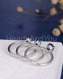 2.3ct Pear Cut Simulated Blue Sapphire Solitaire Trio Set 14k White Gold Plated