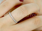 0.3ct Round Cut Moissanite Minimalist Women Wedding Band 14k White Gold Plated