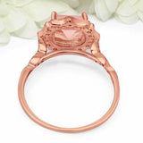 2.04ct Cushion Peach Morganite Engagement Ring Art Deco Halo 14k RoseGold Finish