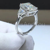 2.3ct Emerald Simulated Diamond Three Stone Engagement Ring 14k WhiteGold Plated