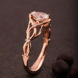 Split Open Band Solitaire with Accent Ring 1ct Pear Diamond 14k Rose Gold Finish