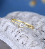 0.14ct Round Cut Moissanite Minimalist Engagement Ring 14k Yellow Gold Plated