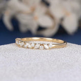 1ct Wedding Ring Band Marquise Round Cut Diamond Stackable 14k YellowGold Finish