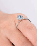 3Ct Pear Cut Blue Aquamarine Diamond Accent Engagement Ring 14K White Gold Over