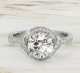 4Ct Round Cut Diamond Stylish Knot Accent Engagement Ring 14K White Gold Finish