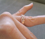 3Ct Marquise Cut Diamond Wide Art Deco Wedding Ring Band 14K Rose Gold Finish