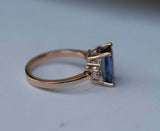 2ct Engagement Ring Radiant London Blue Topaz Diamond Petite 14k Rose Gold Over