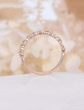1ct Round Cut Diamond Wedding Band Floral Petite Half Eternity 14k RoseGold Over