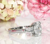 3Ct Oval Baguette Cut Diamond Three Stone Engagement Ring 14K White Gold Finish