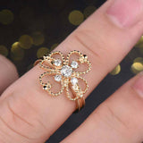 1.2ct Round Cut Diamond Engagement Ring Clover Leaf Fancy 14k Yellow Gold Finish