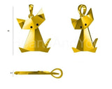 0.1ct Round Simulated Black Diamond Origami Cat Pendant 14k Gold Plated NO CHAIN