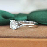 1.1Ct Round Cut Diamond Twist Split Shank Solitaire Ring 14K White Gold Finish