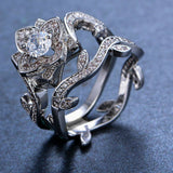 4.5ct Round Cut Diamond Engagement Ring 14k White Gold Finish Floral Bridal Set