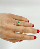 0.2ct Princess Cut Simulated Emerald Minimalist Halo Ring 14k White Gold Plated