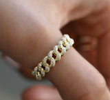 1ct Round Cut Diamond Cuban Link Engagement Ring Band 14k Yellow Gold Finish New