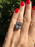 2.4ct Engagement Ring Radiant Cut Diamond Round Accent Halo 14k WhiteGold Finish