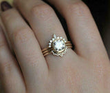 1.5ct Cushion Cut Diamond Engagement Ring 14k Yellow Gold Finish Unique Trio Set
