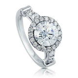 3Ct Round Cut Diamond Vintage Antique Halo Engagement Ring 14K White Gold Finish