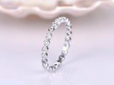 Eternity Bezel Set Wedding Ring Band 1ct Round Cut Diamond 14k White Gold Finish