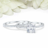2ct Asscher Cut Diamond Bridal Set Band Engagement Ring 14k White Gold Finish