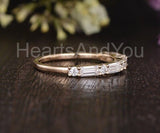 0.5ct Baguette Simulated Diamond Minimalist Wedding Band 14k White Gold Plated