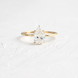 0.25ct Pear Simulated Diamond Solitaire Engagement Ring 14k Yellow Gold Plated