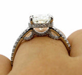 4.5ct Oval Cut Diamond Accent Hidden Halo Solitaire Ring 14K White Gold Finish