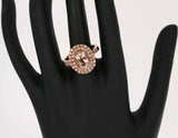 2.2ct Oval Cut Peach Morganite Engagement Ring Double Halo 14k Rose Gold Finish