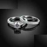 1.9ct Round Cut Diamond Engagement Ring 14k White Gold Finish Women Bridal Set