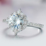 3Ct Round Cut Diamond Engagement Ring Marquise Halo In 14K White Gold Finish