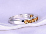 2ct Princess Cut Yellow Citrine Wedding Band Half Eternity 14k White Gold Finish