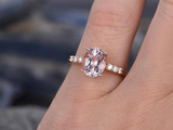 2ct Oval Cut Peach Morganite Engagement Ring Diamond Accents 14k RoseGold Finish