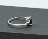 0.25ct Engagement Ring Emerald Cut Red Garnet Solitaire 14k White Gold Finish