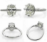 4.5ct Oval Cut Diamond Accent Hidden Halo Solitaire Ring 14K White Gold Finish