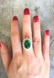 2.55ct Engagement Ring Oval Cut Green Emerald Cocktail 14k White Gold Finish