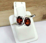 2ct Engagement Ring Oval Cut Red Garnet Two Stone Solitaire 14k WhiteGold Finish