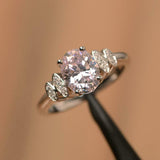 2.3ct Engagement Ring Oval Peach Morganite Stylish Art Deco 14k WhiteGold Finish