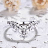 2ct Engagement Ring Marquise Cut Diamond Curved Crown Design 14k White Gold Over