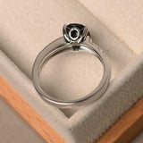 2ct Engagement Ring Oval Cut Black Diamond Accents Solitaire 14k White Gold Over