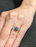0.5ct Round Black Simulated Diamond Curved Wedding Band 14k White Gold Plated