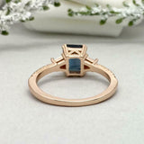 2.2ct Emerald Cut London Blue Topaz Solitaire with Accent Ring 14k RoseGold Over