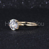 0.45ct Round Cut Moissanite Hidden Halo Solitaire Ring 14k Yellow Gold Plated