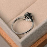 1.7ct Engagement Ring Round Cut Black Diamond Twist Swirl 14k White Gold Finish