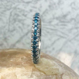 1.2ct Round Cut London Blue Topaz Wedding Band Full Eternity 14k White Gold Over