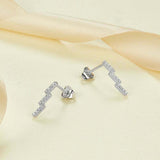 1.2ct Round Cut Diamond Geometric Minimal Stud Earrings 14k White Gold Finish