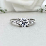 1.4ct Engagement Ring Round Cut Diamond Solitaire Petite 14k White Gold Finish