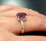 2ct Engagement Ring Oval Purple Amethyst 4 Prong Solitaire 18k White Gold Finish