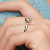 0.5ct Round Cut Moissanite 6 Prong Peg Head Setting Ring 14k White Gold Plated
