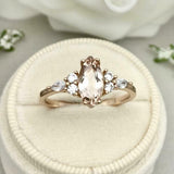 1ct Engagement Ring Marquise Cut Morganite Diamond Petite 14k Yellow Gold Finish