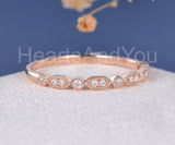 0.5ct Round Cut Moissanite Half Eternity Milgrain Wed Band 14k Rose Gold Plated